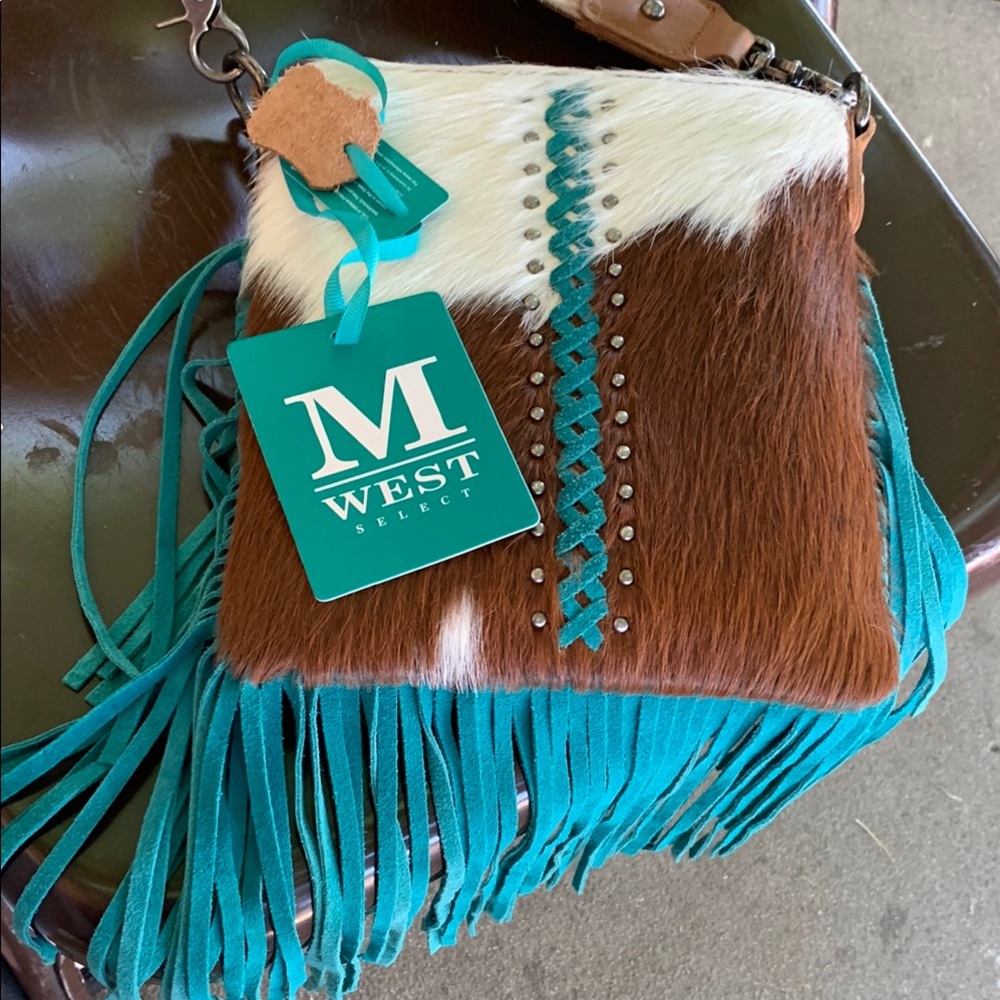 Montana West Brown and Blue Crossbody Bag with Fringe